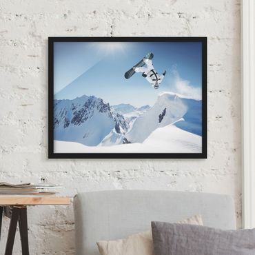 Bild mit Rahmen - Fliegender Snowboarder - Querformat 3:4