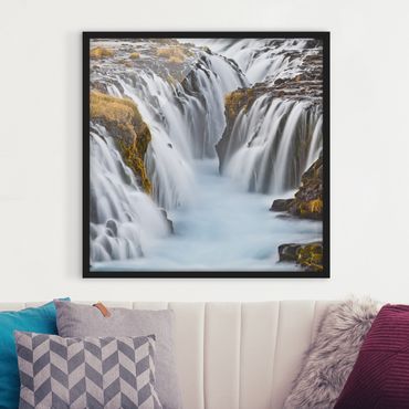 Bild mit Rahmen - Brúarfoss Wasserfall in Island - Quadrat 1:1