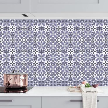 Küchenrückwand - Geometrischer Fliesenmix Blüte Violett