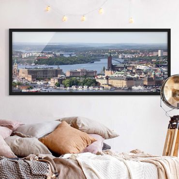 Bild mit Rahmen - Stockholm City - Panorama Querformat