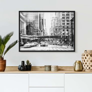 Bild mit Rahmen - NYC Urban schwarz-weiß - Querformat 3:4