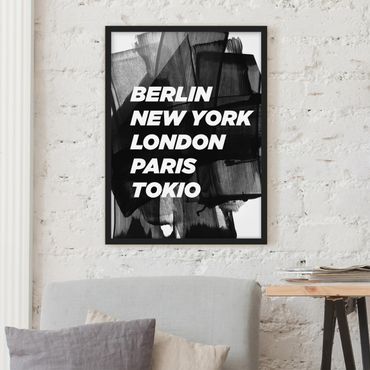 Bild mit Rahmen - Berlin New York London - Hochformat 3:4