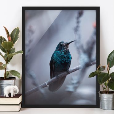 Bild mit Rahmen - Kolibri im Winter - Hochformat 3:4