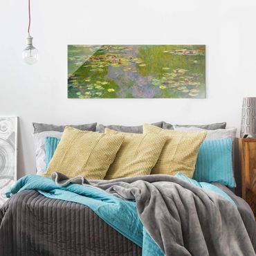 Glasbild - Claude Monet - Grüne Seerosen - Panorama