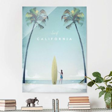 Glasbild - Reiseposter - California - Hochformat 4:3