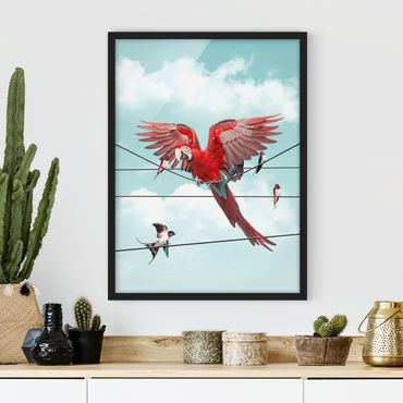 Bild mit Rahmen - Jonas Loose - Himmel mit Vögeln - Hochformat 4:3