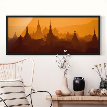 Bild mit Rahmen - Tempelstadt in Myanmar - Panorama Querformat