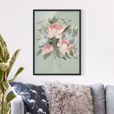 Bild mit Rahmen - Bouquet in Pastell I - Hochformat 4:3
