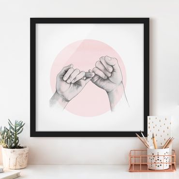 Bild mit Rahmen - Illustration Hände Freundschaft Kreis Rosa Weiß - Quadrat 1:1