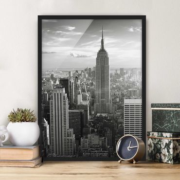 Bild mit Rahmen - Manhattan Skyline - Hochformat 3:4