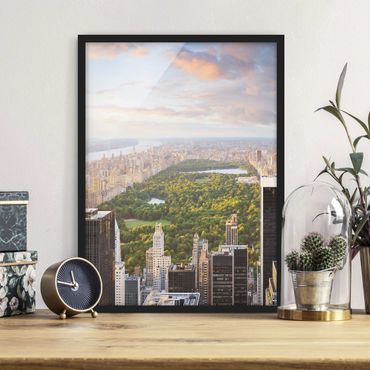 Bild mit Rahmen - Blick über den Central Park - Hochformat 3:4