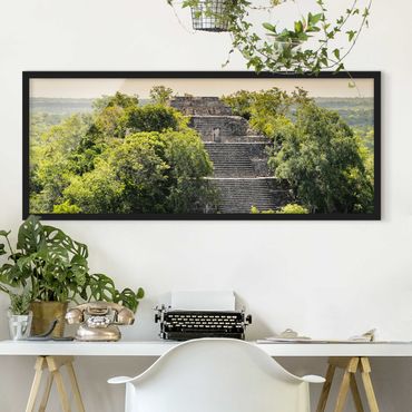 Bild mit Rahmen - Pyramide von Calakmul - Panorama Querformat