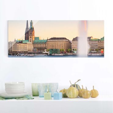 Glasbild - Hamburger Alster - Panorama Quer