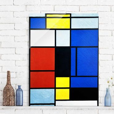 Glasbild - Kunstdruck Piet Mondrian - Tableau No. 1 - Hoch 3:4
