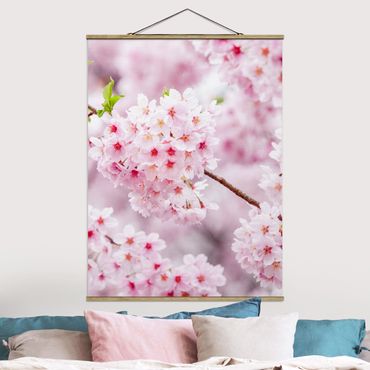 Stoffbild mit Posterleisten - Japanische Kirschblüten - Hochformat 3:4