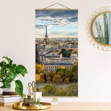 Stoffbild mit Posterleisten - Nice day in Paris - Hochformat 1:2