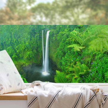 Fensterfolie - Sichtschutz Fenster Paradiesischer Wasserfall - Fensterbilder