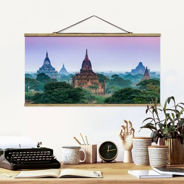 Stoffbild mit Posterleisten - Sakralgebäude in Bagan - Querformat 2:1