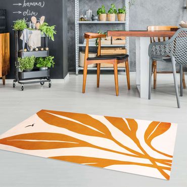 Vinyl-Teppich - Strahlende Blätter in Orange