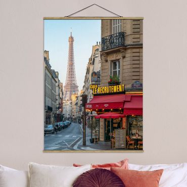 Stoffbild mit Posterleisten - Straße von Paris - Hochformat 3:4