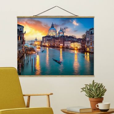 Stoffbild mit Posterleisten - Sunset in Venice - Querformat 4:3