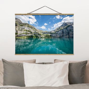 Stoffbild mit Posterleisten - Traumhafter Bergsee - Querformat 3:2