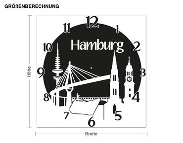 Wandtattoo-Uhr Hamburg