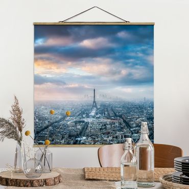 Stoffbild mit Posterleisten - Winter in Paris - Quadrat 1:1