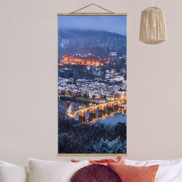 Stoffbild mit Posterleisten - Winterliches Heidelberg - Hochformat 1:2