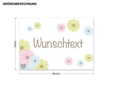Wunschtext-Wandsticker Vintage Blumen Wunschtext