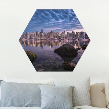 Hexagon Bild Alu-Dibond - Vancouver im Sonnenuntergang