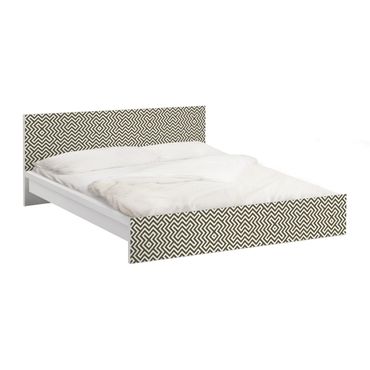 Möbelfolie für IKEA Malm Bett niedrig 160x200cm - Klebefolie Geometrisches Design Braun
