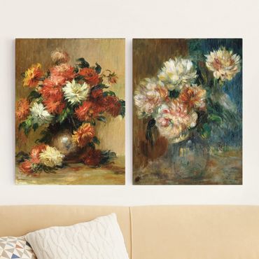 Leinwandbild 2-teilig - Auguste Renoir - Blumenvasen - Hoch 3:4