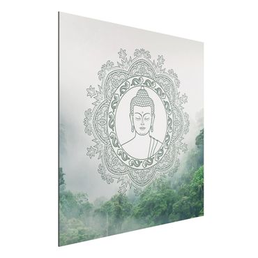 Alu-Dibond - Buddha Mandala im Nebel - Quadrat