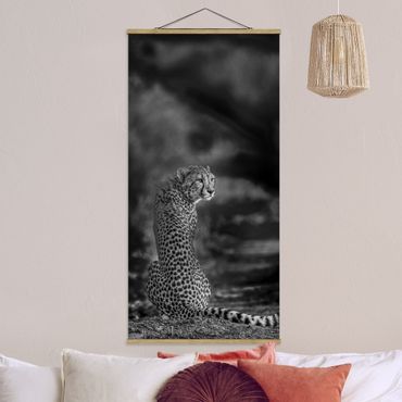 Stoffbild mit Posterleisten - Gepard in der Wildness - Hochformat 1:2