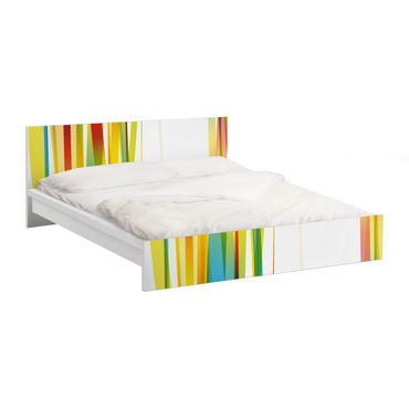 Möbelfolie für IKEA Malm Bett niedrig 180x200cm - Klebefolie Rainbow Stripes