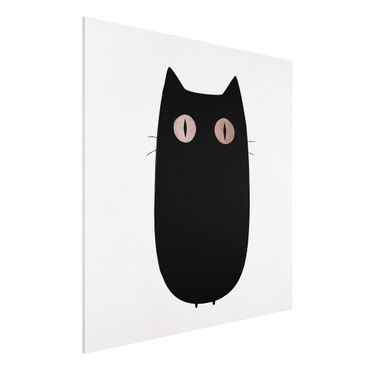 Forex Fine Art Print - Schwarze Katze Illustration - Quadrat 1:1