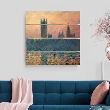 Holzbild - Claude Monet - London Sonnenuntergang - Quadrat 1:1