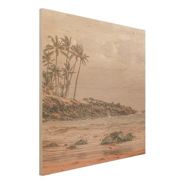 Holzbild - Aloha Hawaii Strand - Quadrat