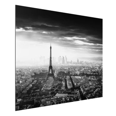 Aluminium Print - Der Eiffelturm von Oben Schwarz-weiß - Querformat 3:4