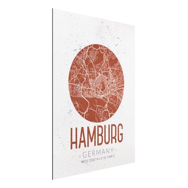 Alu-Dibond Bild - Stadtplan Hamburg - Retro