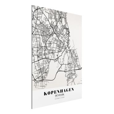 Alu-Dibond Bild - Stadtplan Kopenhagen - Klassik