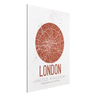 Alu-Dibond Bild - Stadtplan London - Retro