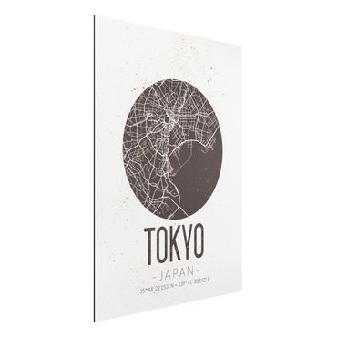 Alu-Dibond Bild - Stadtplan Tokyo - Retro