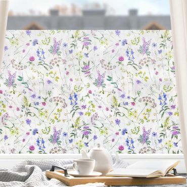 Fensterfolie - Sichtschutz - Aquarellierte Wiesenblumen - Fensterbilder