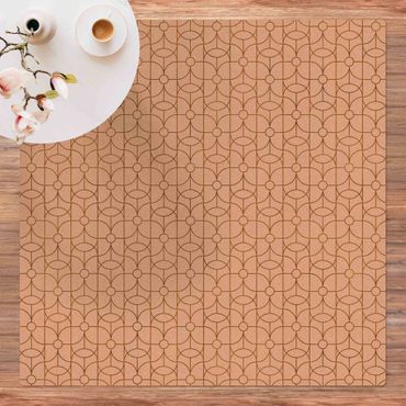 Kork-Teppich - Art Deco Schmetterling Linienmuster XXL - Quadrat 1:1