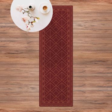 Kork-Teppich - Art Deco Schuppen Muster mit Bordüre - Hochformat 1:3