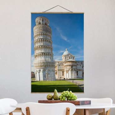 Stoffbild mit Posterleisten - Der schiefe Turm von Pisa - Hochformat 2:3