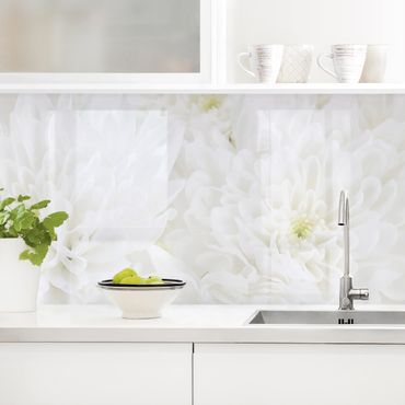Küchenrückwand - Dahlien Blumenmeer weiß
