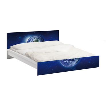 Möbelfolie für IKEA Malm Bett niedrig 140x200cm - Klebefolie Erde im Weltall